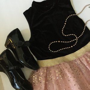 Velvet Mock Neck Bodice Glitter Dress